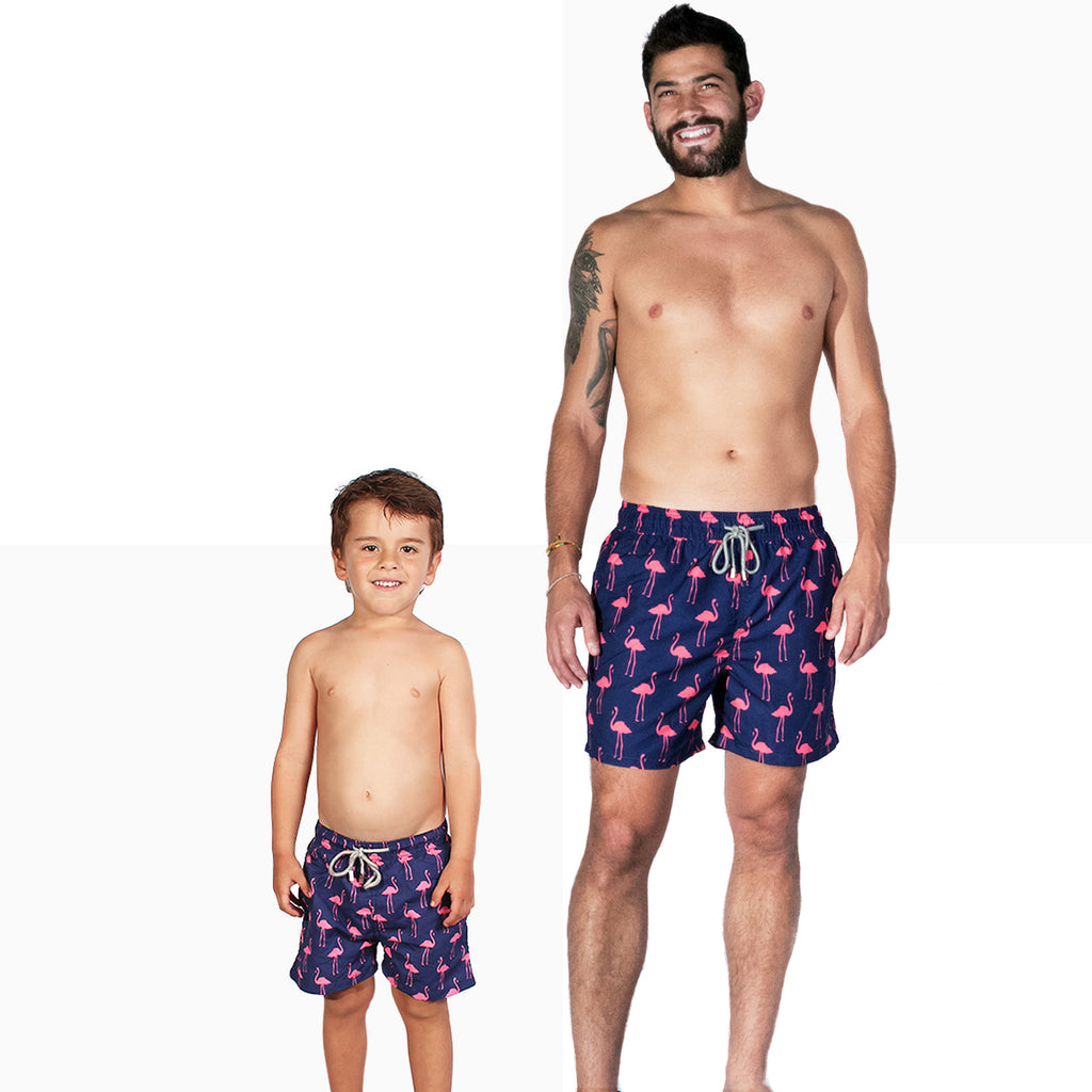 Matching father son swim trunks top